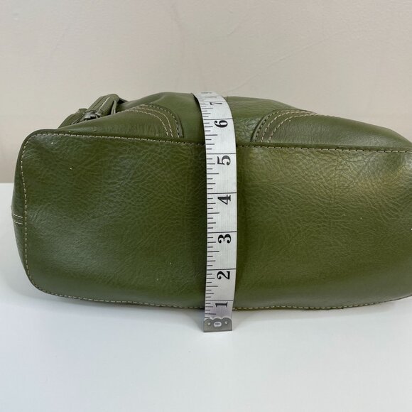 Vintage Leather Shoulder Handbag Earthy Forest Moss Green Olive Medium Hilfiger - Picture 13 of 16